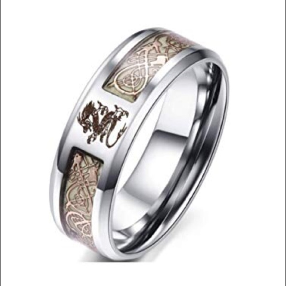 Men’s Golden Celtic Dragon Stainless Steel Ring